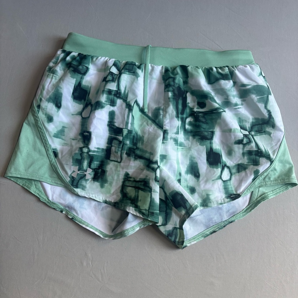 Under Armour Women's Abstract Green Running Exercise Shorts NWOT Size S